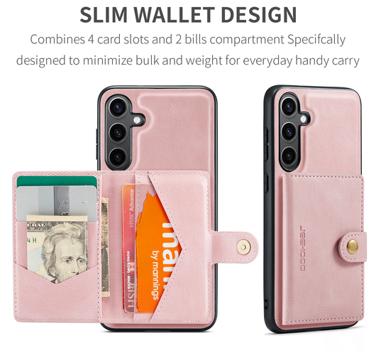 CaseMe JH-01 Samsung Galaxy S25 FE Hoesje met Magnetische Kaarthouder Roze afbeelding 8