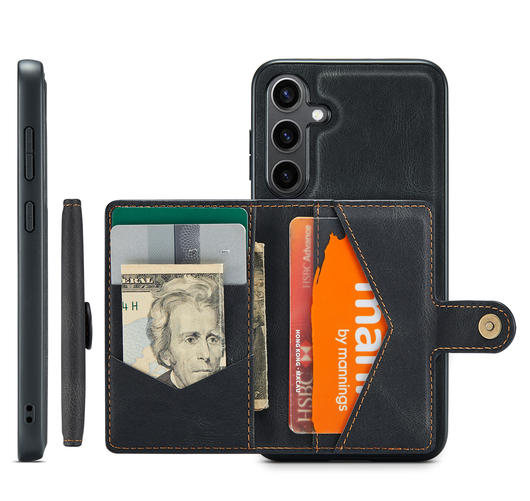 CaseMe JH-01 Samsung Galaxy S25 FE Hoesje met Magnetische Kaarthouder Zwart afbeelding 13