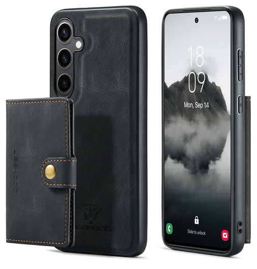 CaseMe JH-01 Samsung Galaxy S25 FE Hoesje met Magnetische Kaarthouder Zwart afbeelding 2