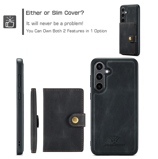 CaseMe JH-01 Samsung Galaxy S25 FE Hoesje met Magnetische Kaarthouder Zwart afbeelding 7