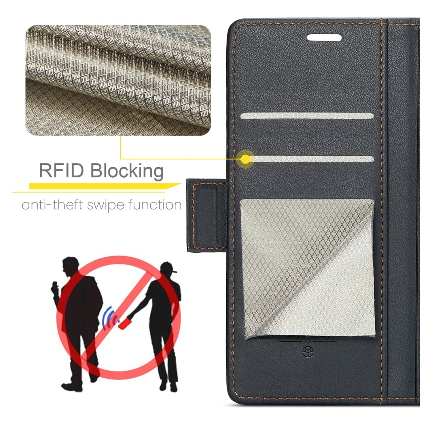 CaseMe 023 Samsung Galaxy S25 FE Hoesje RFID Book Case Zwart afbeelding 12
