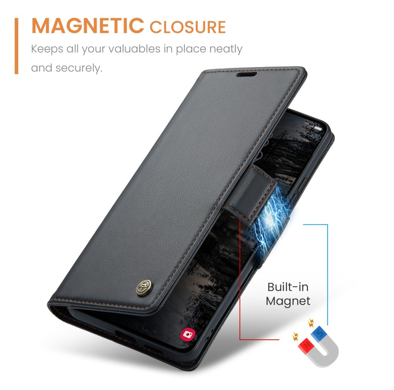 CaseMe 023 Samsung Galaxy S25 FE Hoesje RFID Book Case Zwart afbeelding 4