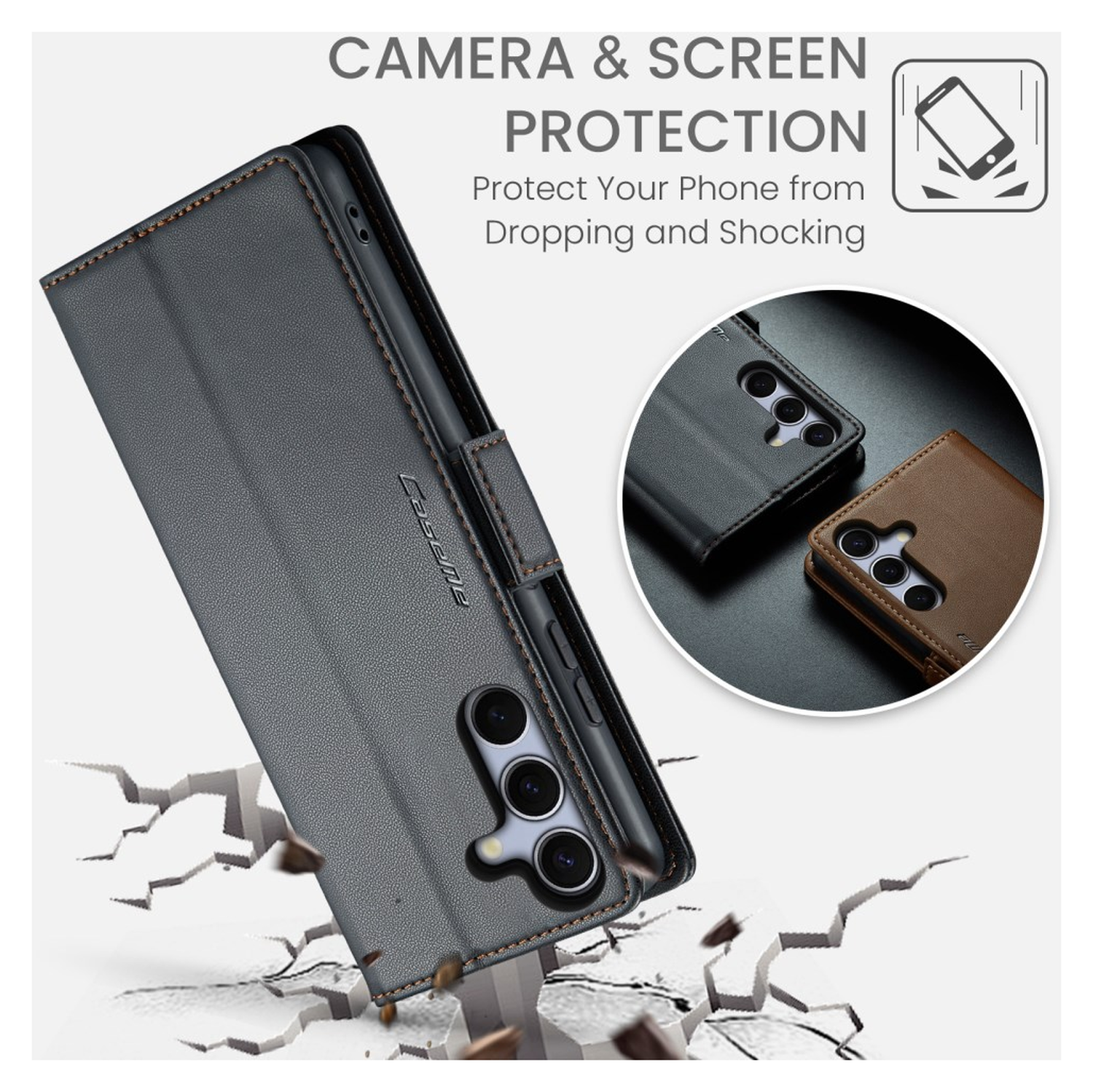 CaseMe 023 Samsung Galaxy S25 FE Hoesje RFID Book Case Zwart afbeelding 3