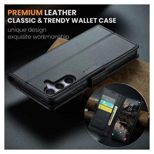 CaseMe 023 Samsung Galaxy S25 FE Hoesje RFID Book Case Zwart afbeelding 9
