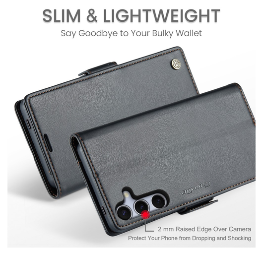 CaseMe 023 Samsung Galaxy S25 FE Hoesje RFID Book Case Zwart afbeelding 10