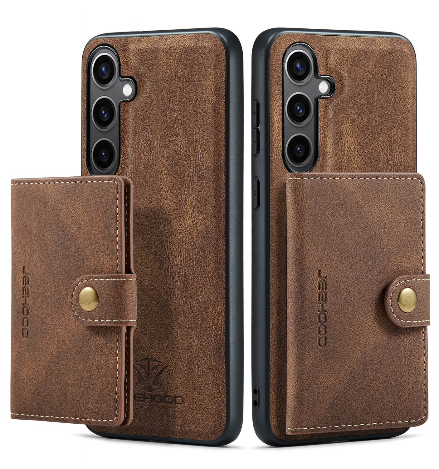 CaseMe JH-01 Samsung Galaxy S25 FE Hoesje met Magnetische Kaarthouder Bruin afbeelding 2