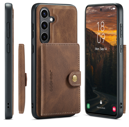 CaseMe JH-01 Samsung Galaxy S25 FE Hoesje met Magnetische Kaarthouder Bruin afbeelding 11