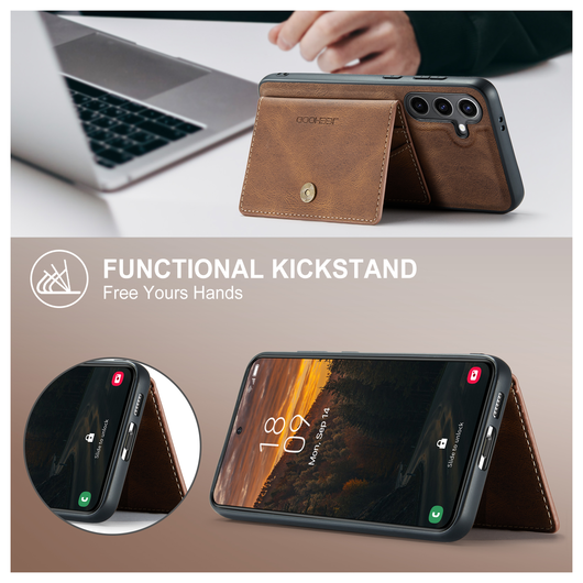 CaseMe JH-01 Samsung Galaxy S25 FE Hoesje met Magnetische Kaarthouder Bruin afbeelding 5