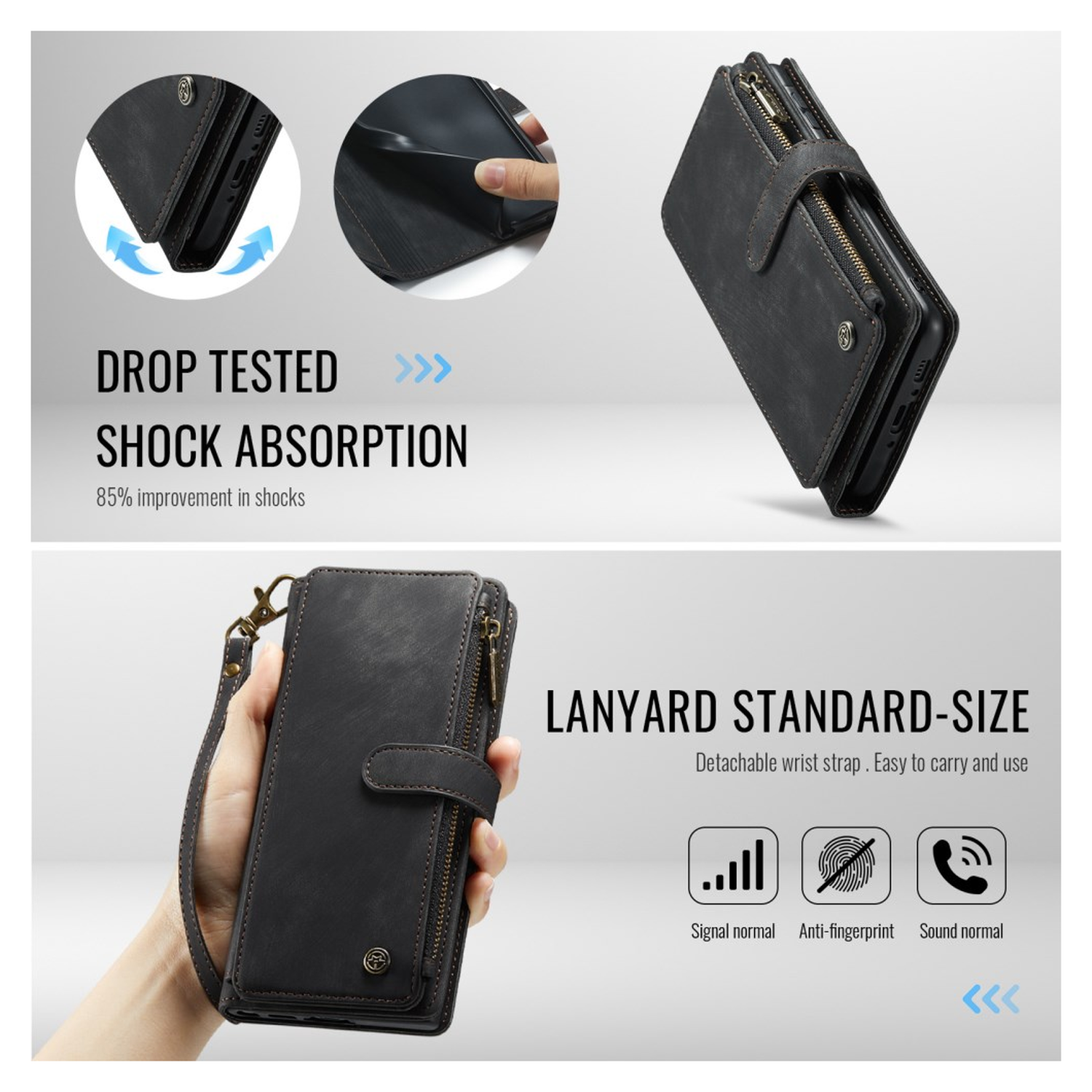 CaseMe C30 Samsung Galaxy A17 Hoesje Pasjeshouder Book Case Zwart afbeelding 7