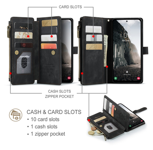 CaseMe C30 Samsung Galaxy A17 Hoesje Pasjeshouder Book Case Zwart afbeelding 5