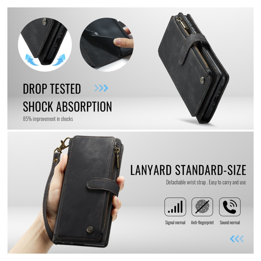 CaseMe C30 Samsung Galaxy A17 Hoesje Pasjeshouder Book Case Zwart afbeelding 7