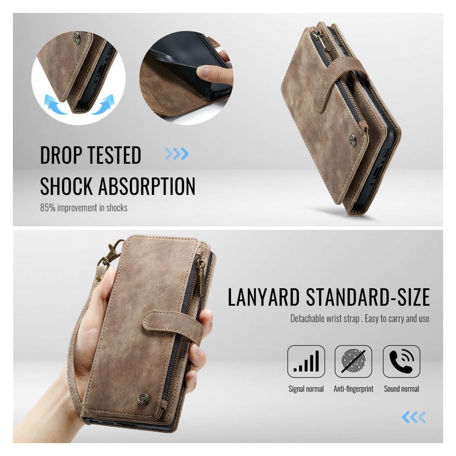CaseMe C30 Samsung Galaxy A17 Hoesje Pasjeshouder Book Case Bruin afbeelding 7