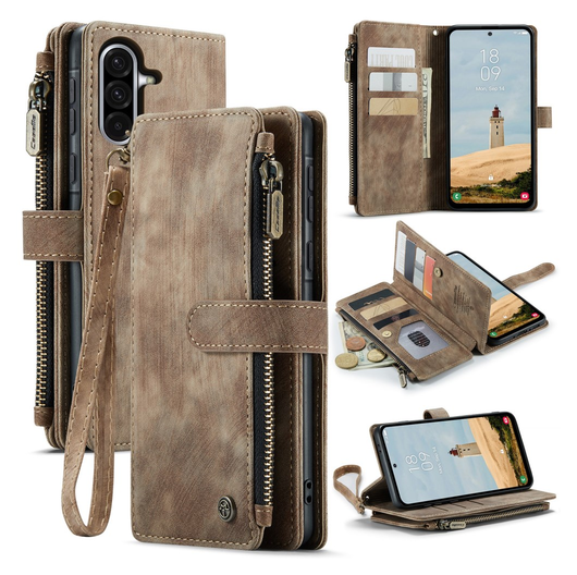 CaseMe C30 Samsung Galaxy A17 Hoesje Pasjeshouder Book Case Bruin afbeelding 2