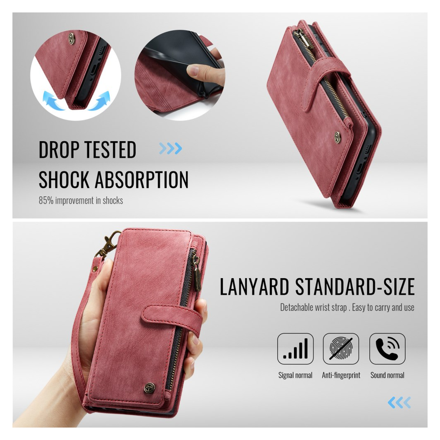 CaseMe C30 Samsung Galaxy A17 Hoesje Pasjeshouder Book Case Rood afbeelding 7