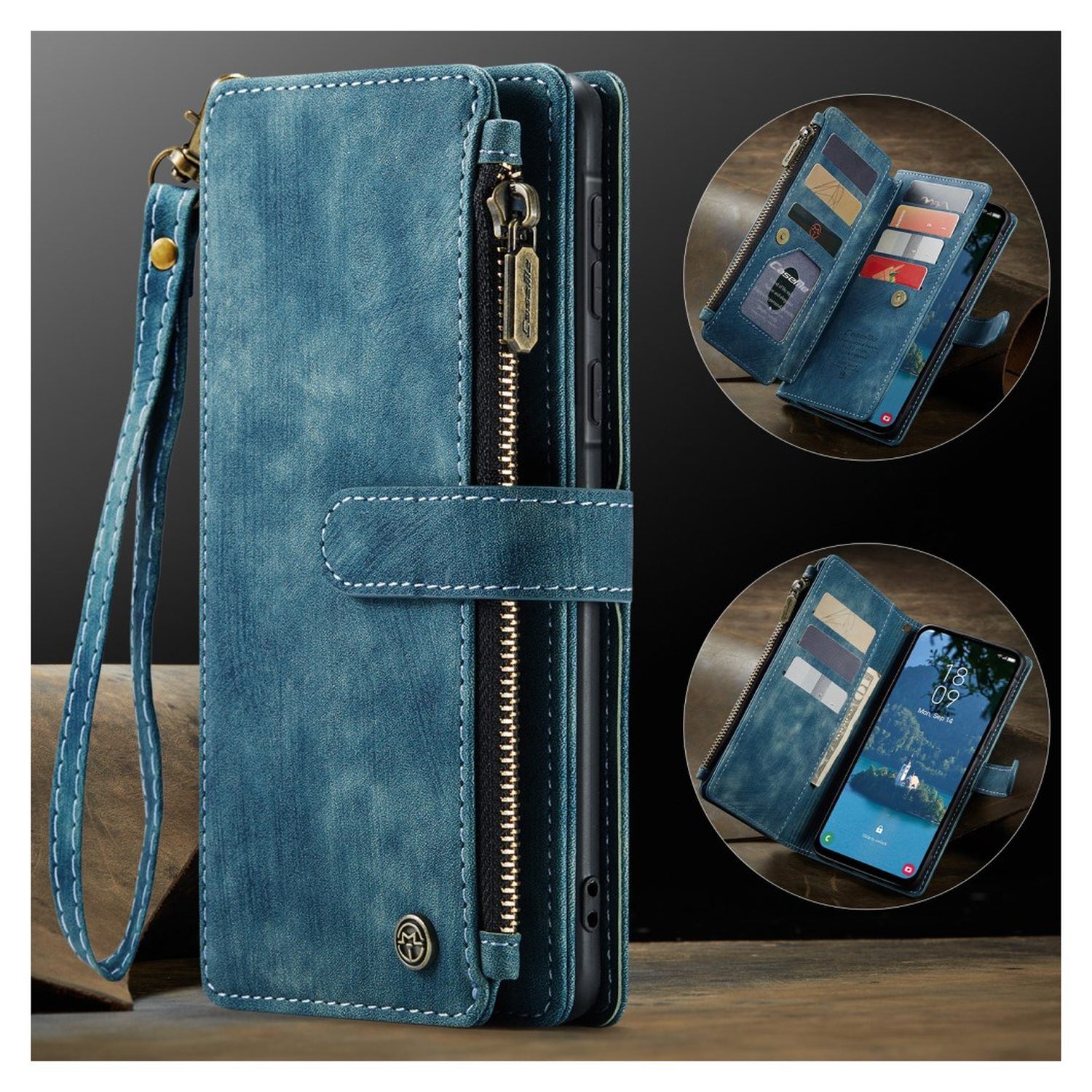 CaseMe C30 Samsung Galaxy A17 Hoesje Pasjeshouder Book Case Blauw afbeelding 8