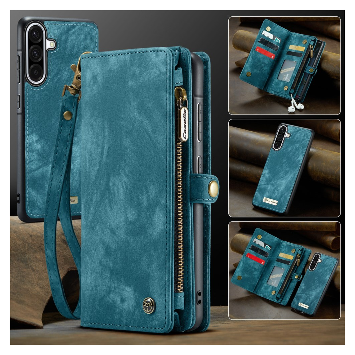 CaseMe 008 Samsung Galaxy A17 Hoesje 2-in-1 Book Case en Back Cover Blauw afbeelding 10
