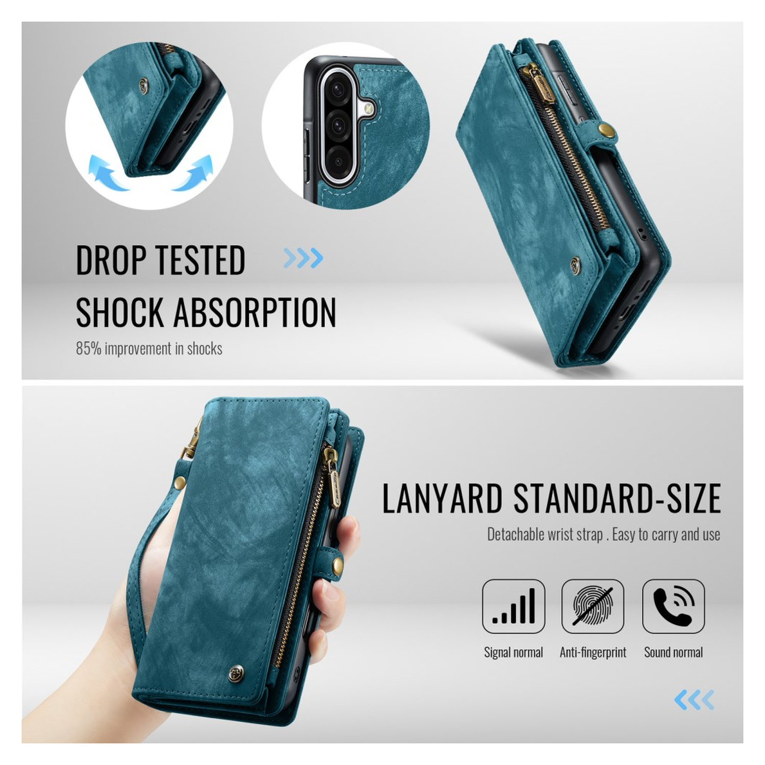 CaseMe 008 Samsung Galaxy A17 Hoesje 2-in-1 Book Case en Back Cover Blauw afbeelding 11