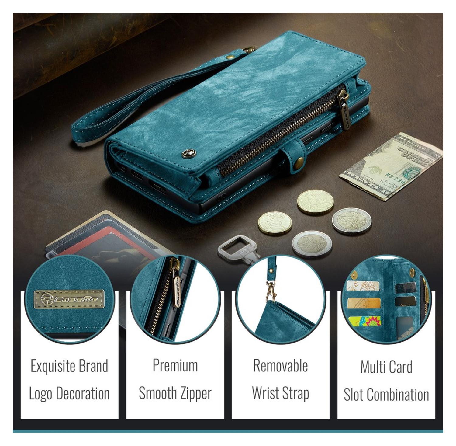 CaseMe 008 Samsung Galaxy A17 Hoesje 2-in-1 Book Case en Back Cover Blauw afbeelding 6