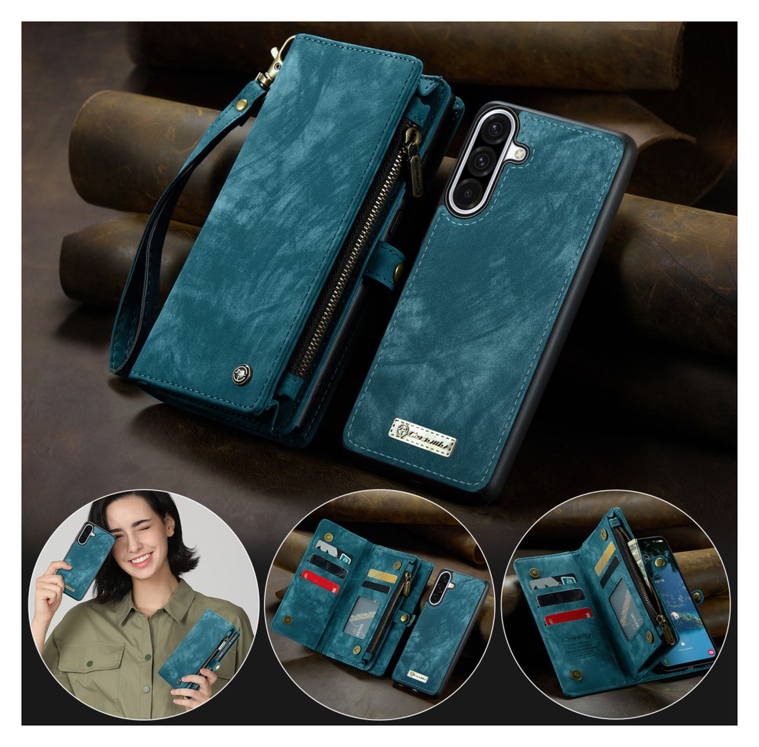 CaseMe 008 Samsung Galaxy A17 Hoesje 2-in-1 Book Case en Back Cover Blauw afbeelding 8