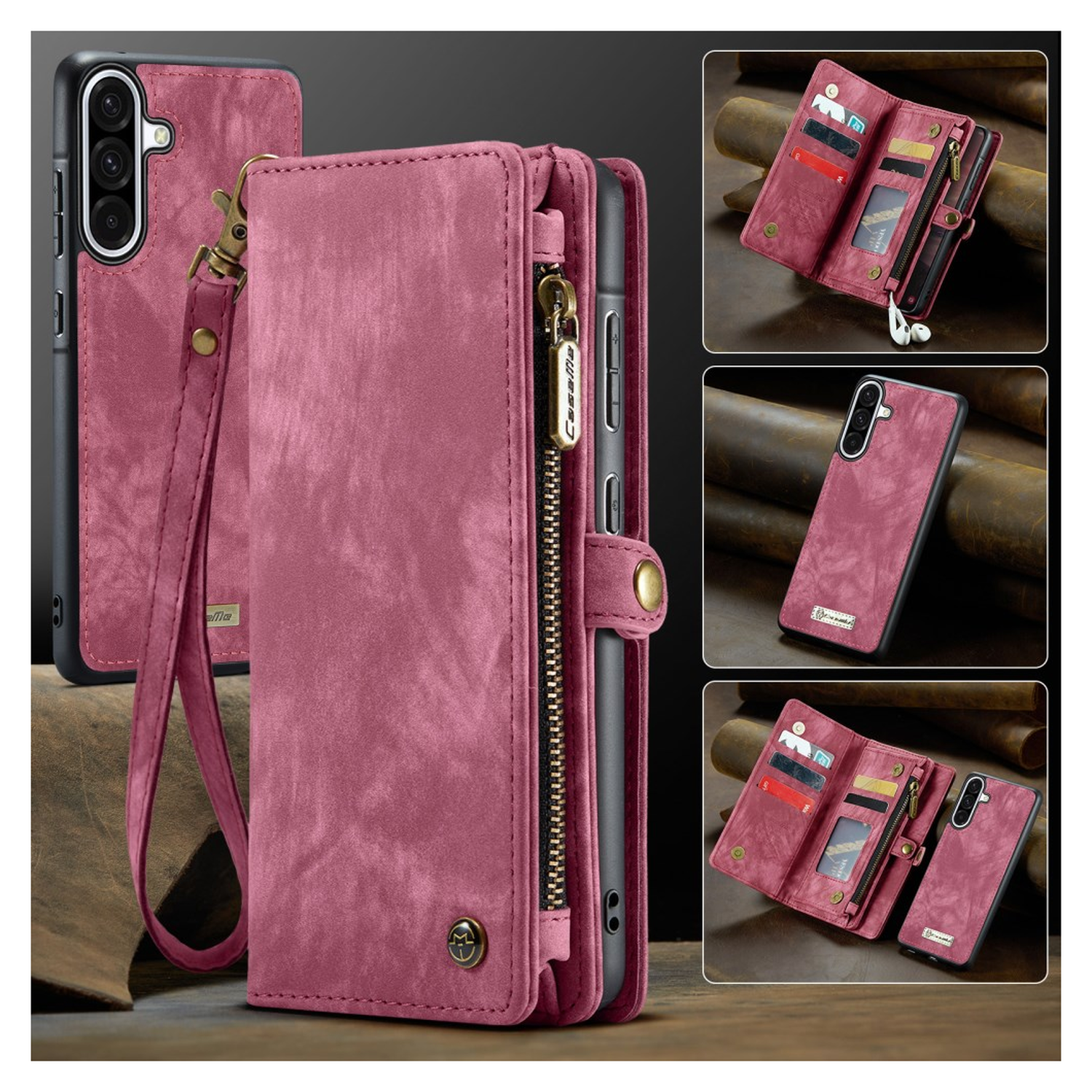 CaseMe 008 Samsung Galaxy A17 Hoesje 2-in-1 Book Case en Back Cover Rood afbeelding 10