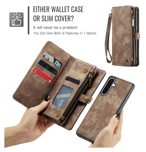 CaseMe 008 Samsung Galaxy A17 Hoesje 2-in-1 Book Case en Back Cover Bruin afbeelding 4