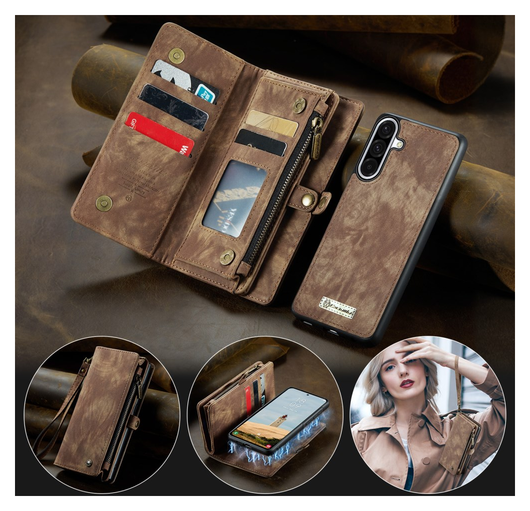 CaseMe 008 Samsung Galaxy A17 Hoesje 2-in-1 Book Case en Back Cover Bruin afbeelding 5