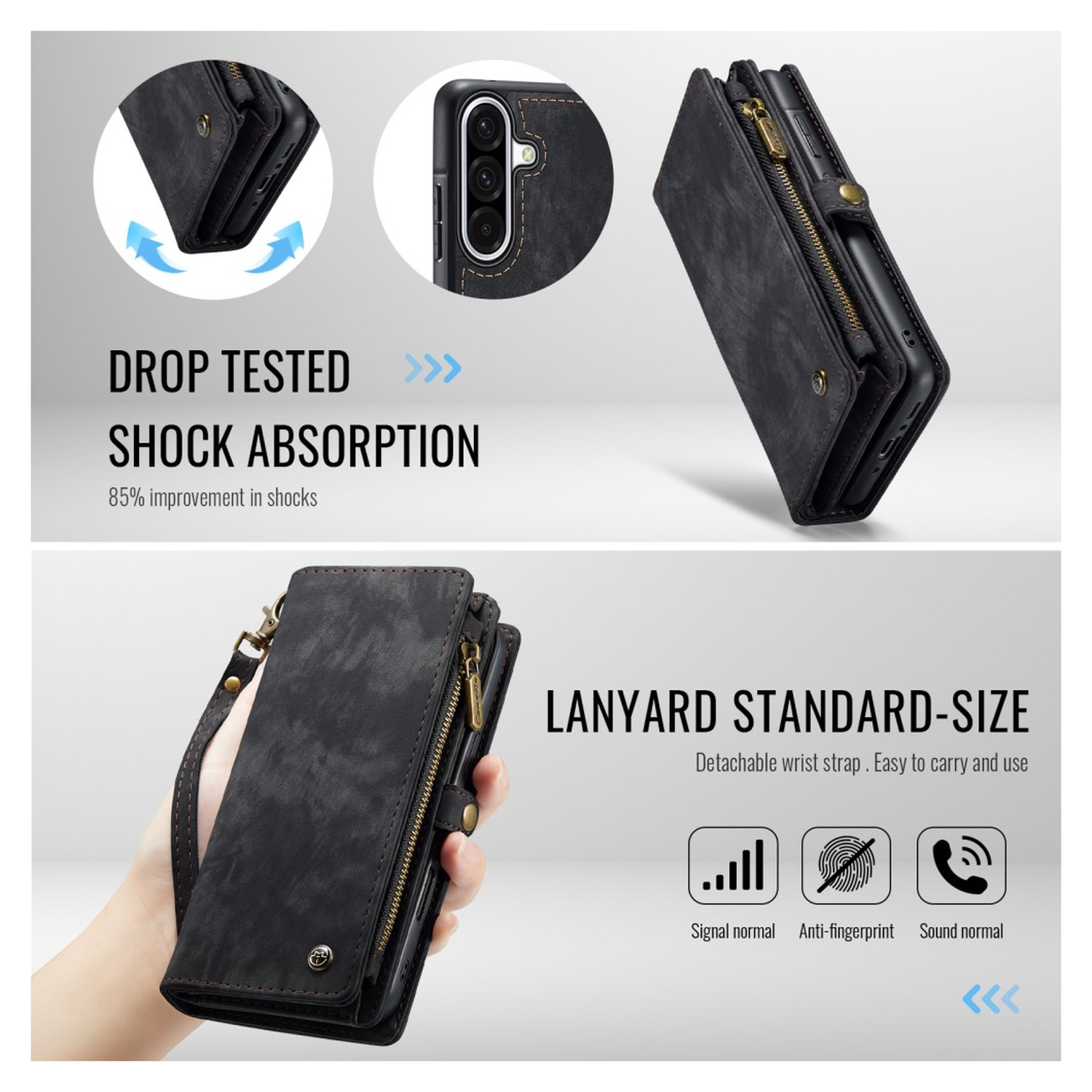 CaseMe 008 Samsung Galaxy A17 Hoesje 2-in-1 Book Case en Back Cover Zwart afbeelding 11