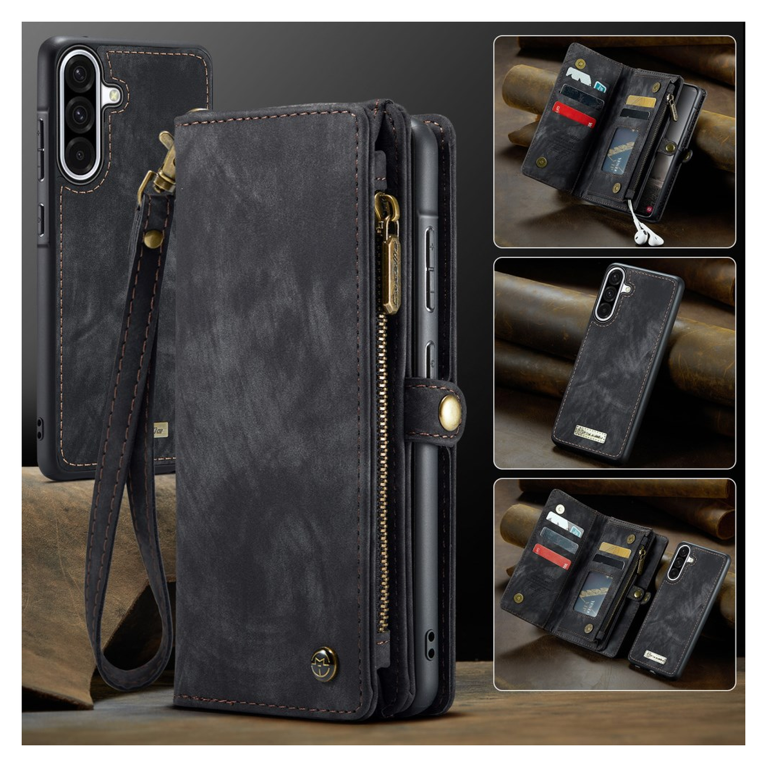 CaseMe 008 Samsung Galaxy A17 Hoesje 2-in-1 Book Case en Back Cover Zwart afbeelding 9