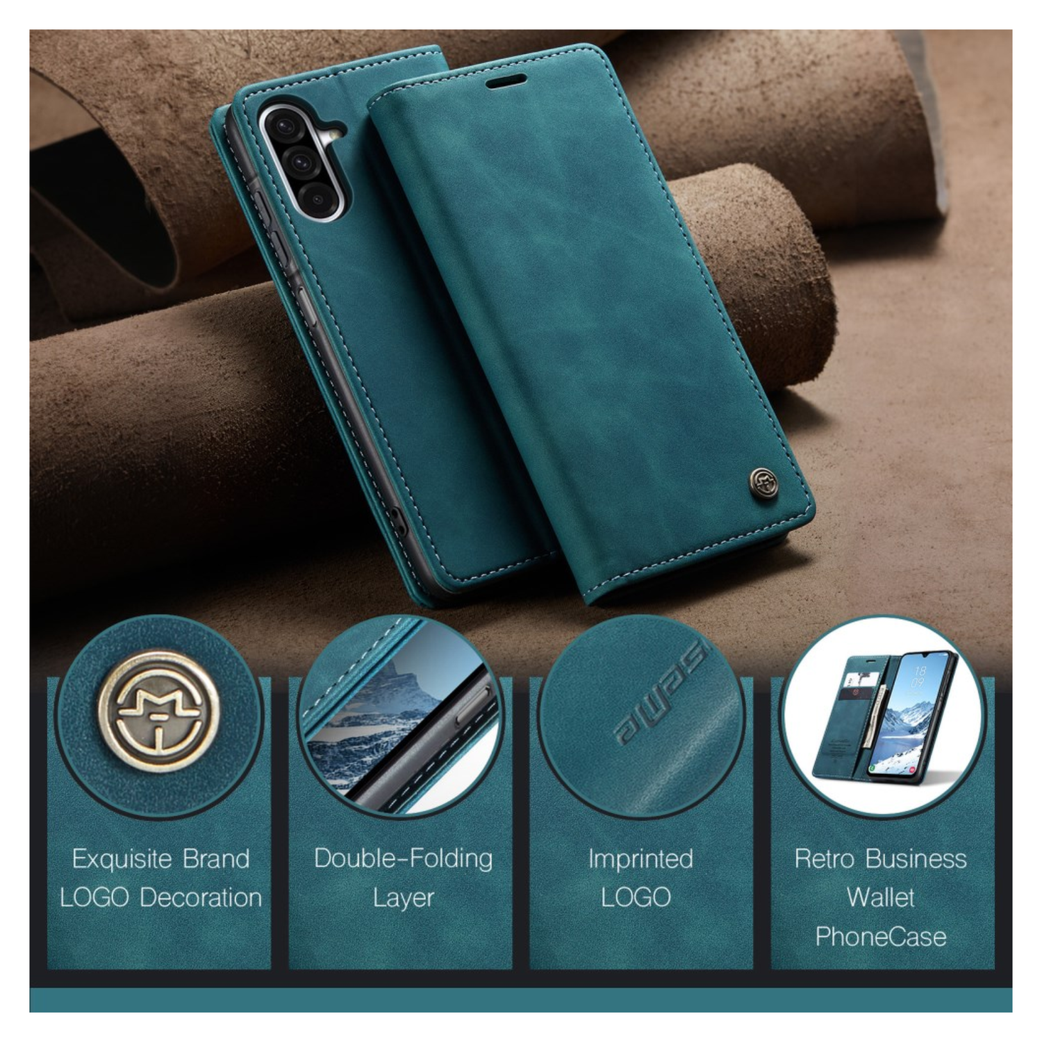 CaseMe 013 Samsung Galaxy A17 Hoesje Book Case met Standaard Blauw afbeelding 10