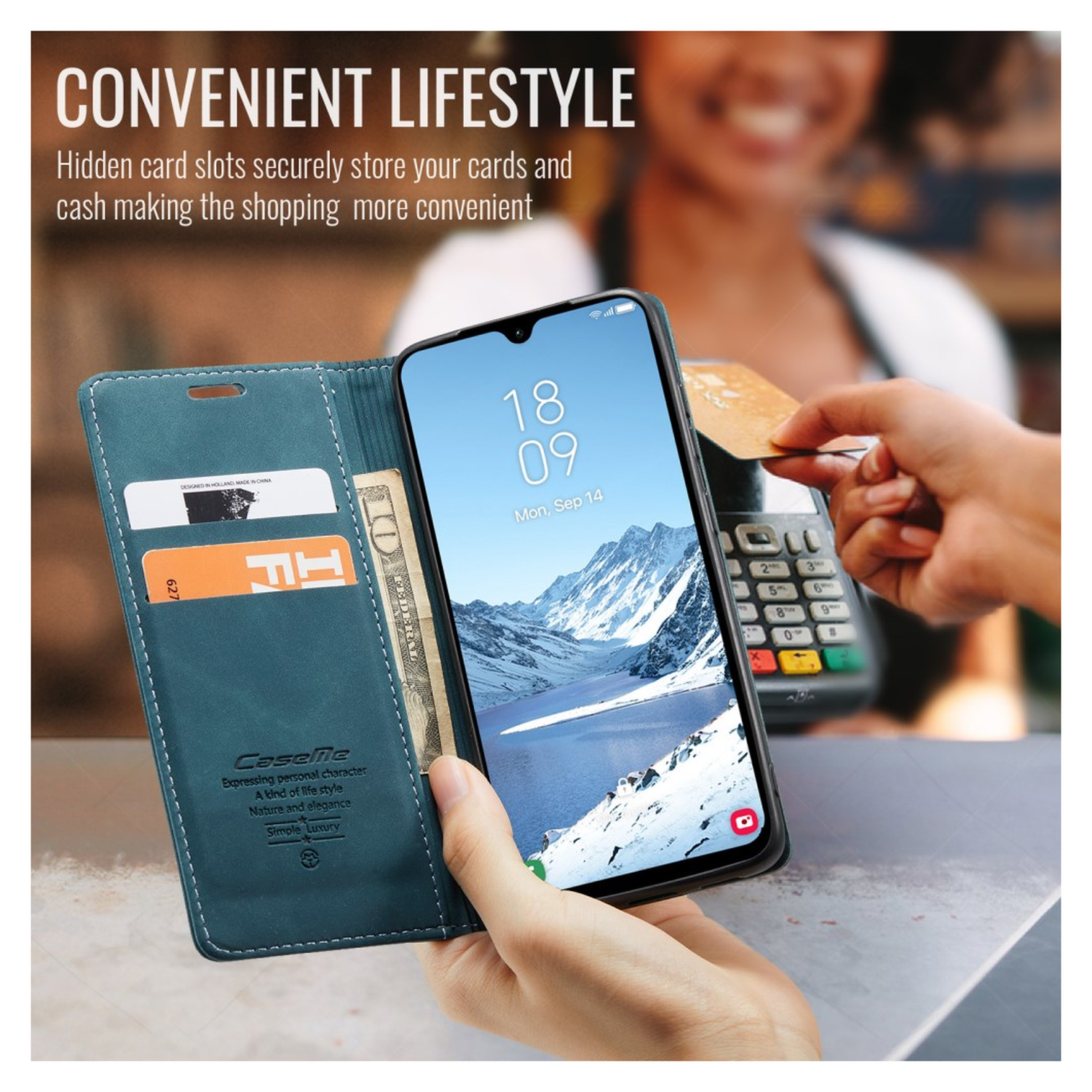 CaseMe 013 Samsung Galaxy A17 Hoesje Book Case met Standaard Blauw afbeelding 2