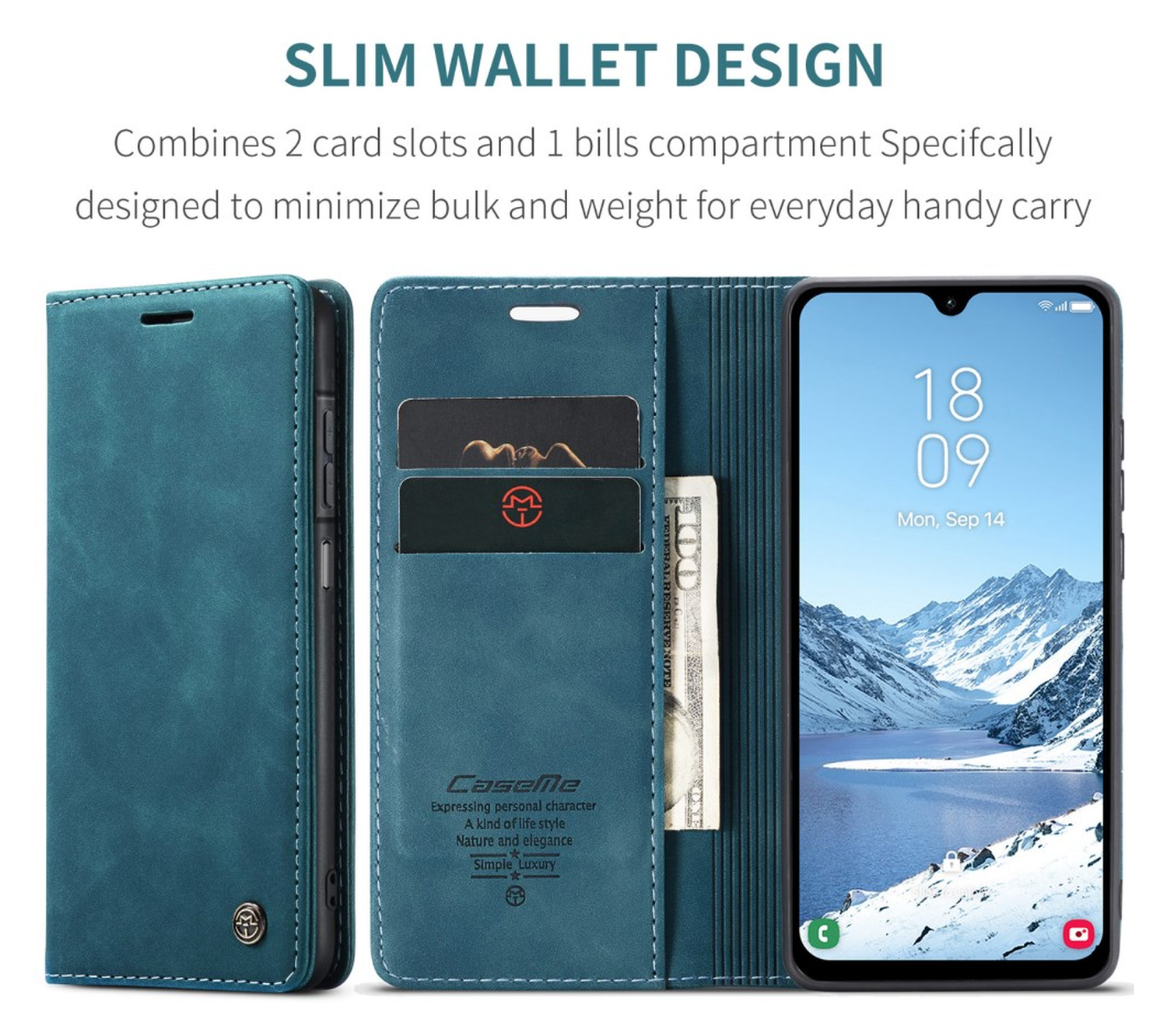 CaseMe 013 Samsung Galaxy A17 Hoesje Book Case met Standaard Blauw afbeelding 3