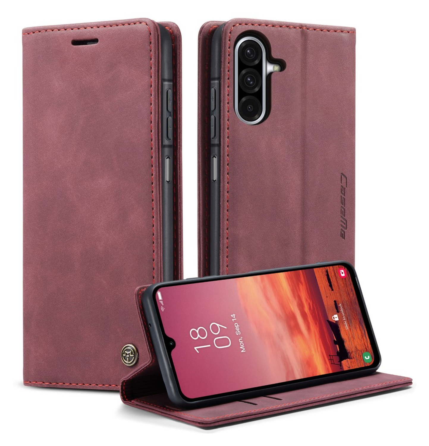CaseMe 013 Samsung Galaxy A17 Hoesje Book Case met Standaard Rood afbeelding 1