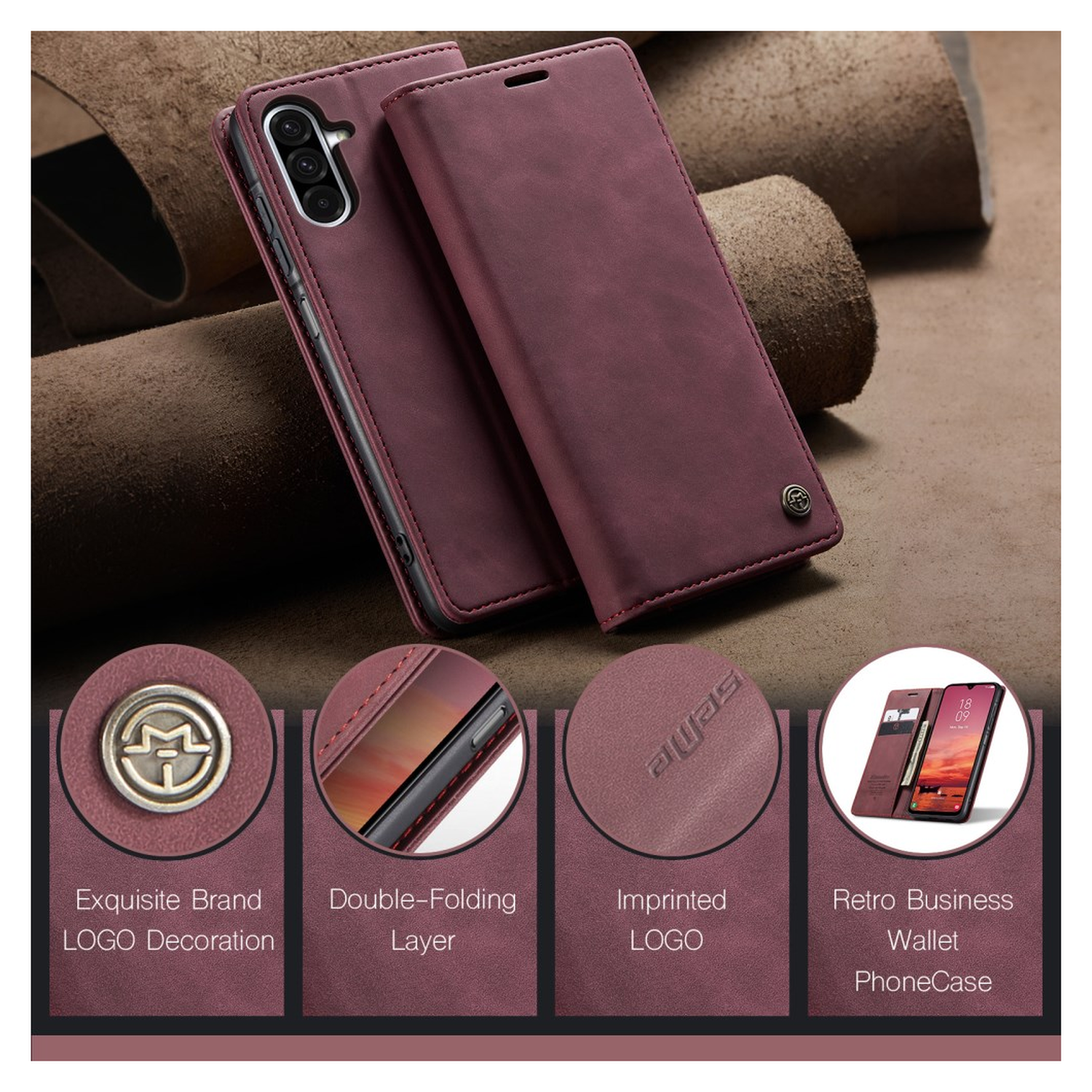 CaseMe 013 Samsung Galaxy A17 Hoesje Book Case met Standaard Rood afbeelding 10