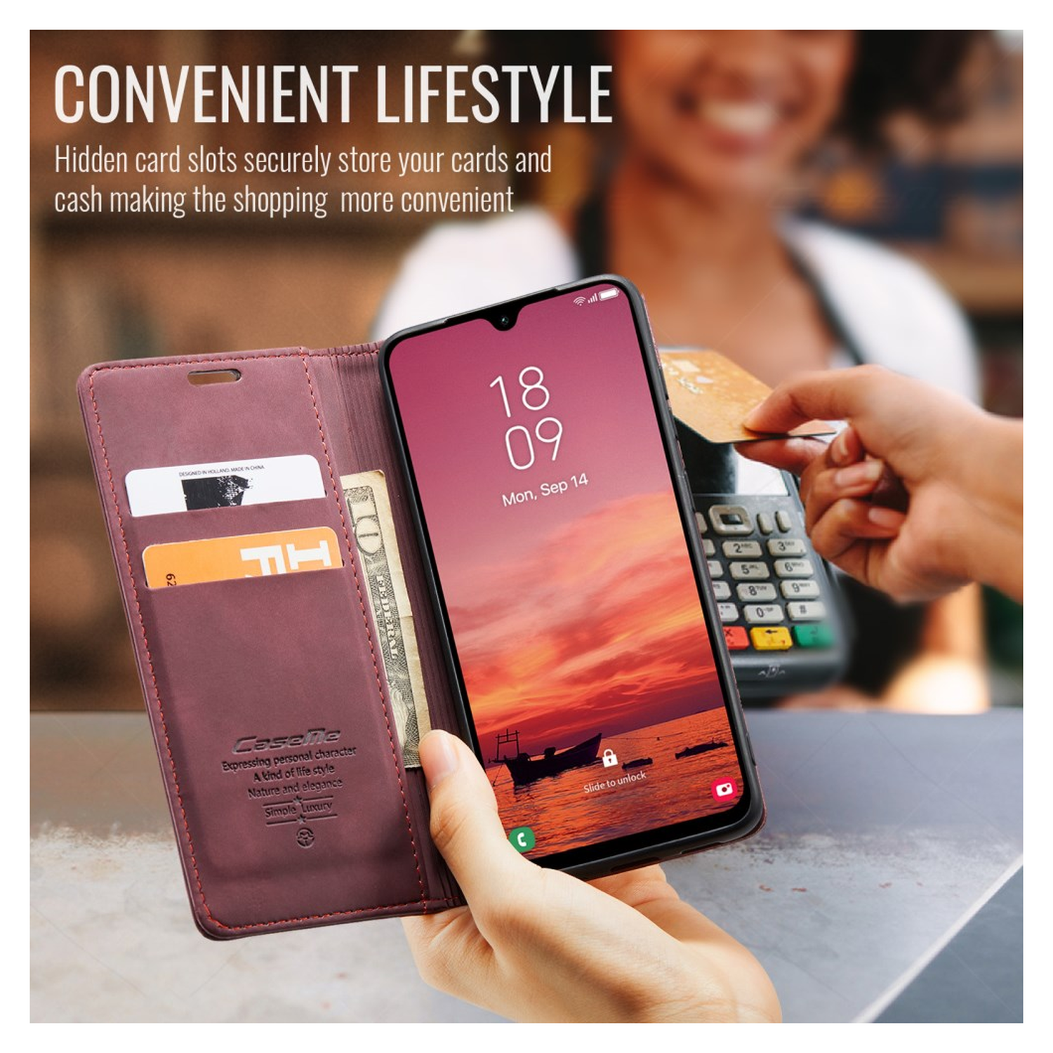 CaseMe 013 Samsung Galaxy A17 Hoesje Book Case met Standaard Rood afbeelding 2