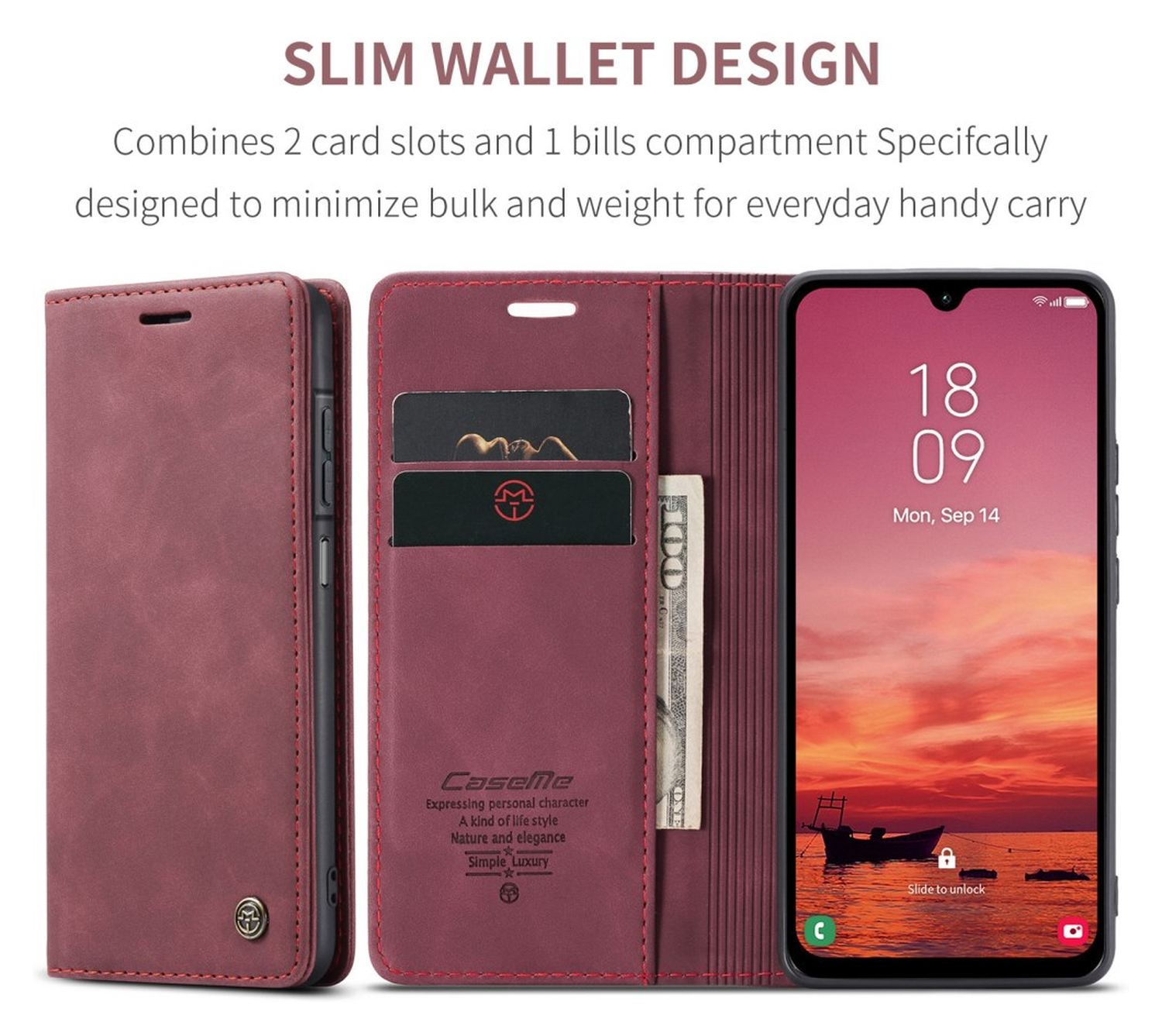 CaseMe 013 Samsung Galaxy A17 Hoesje Book Case met Standaard Rood afbeelding 4