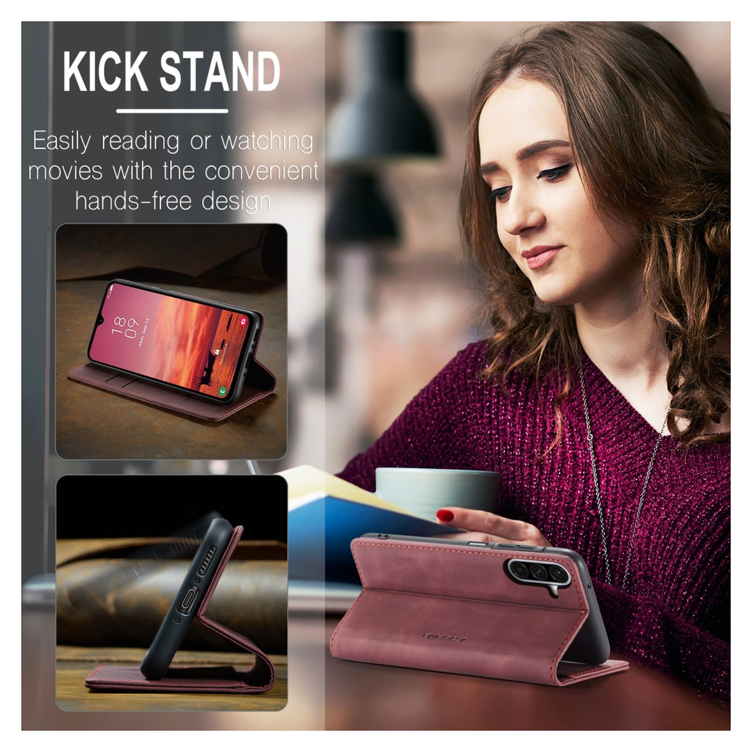 CaseMe 013 Samsung Galaxy A17 Hoesje Book Case met Standaard Rood afbeelding 6