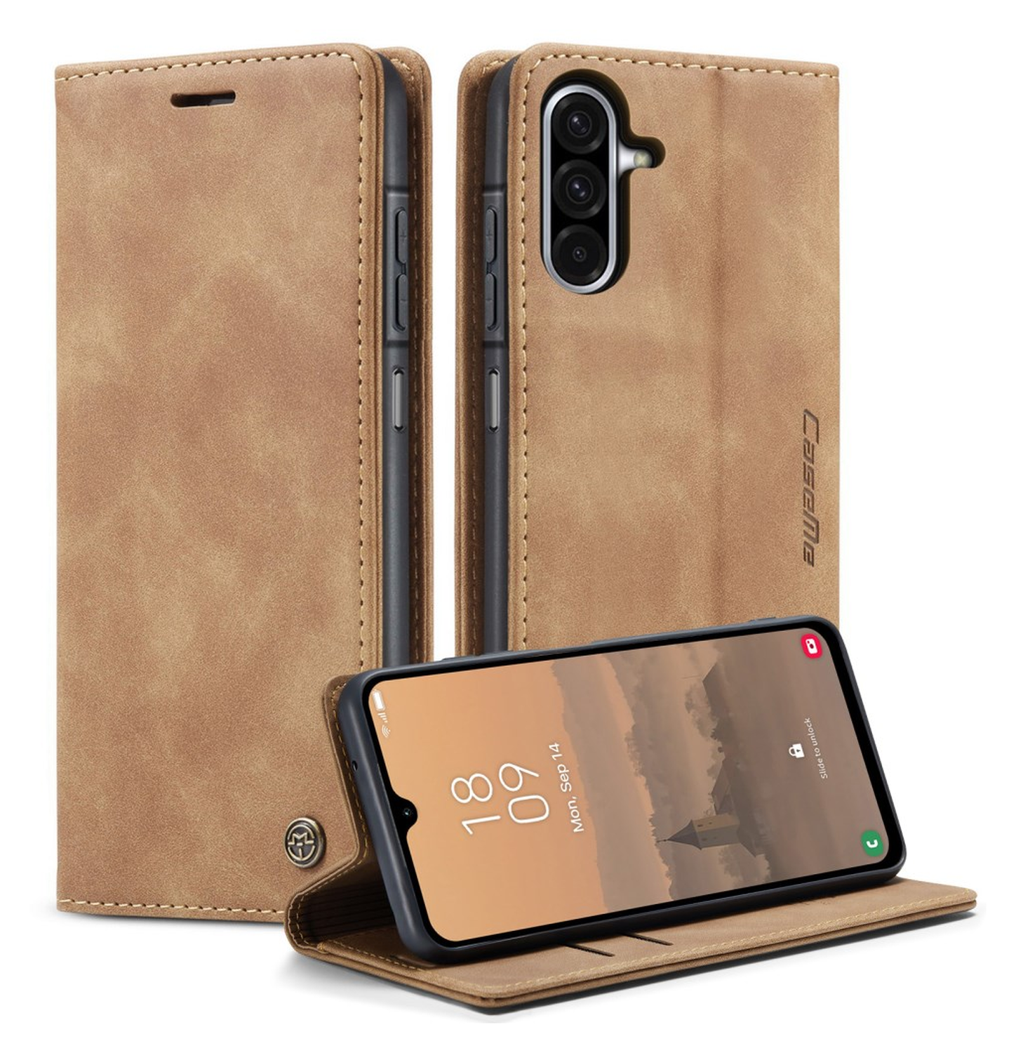 CaseMe 013 Samsung Galaxy A17 Hoesje Book Case met Standaard Bruin afbeelding 1