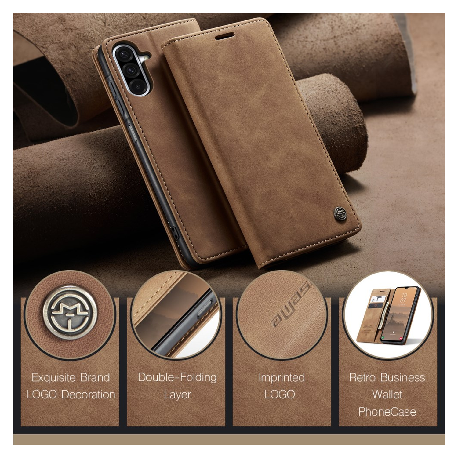CaseMe 013 Samsung Galaxy A17 Hoesje Book Case met Standaard Bruin afbeelding 10