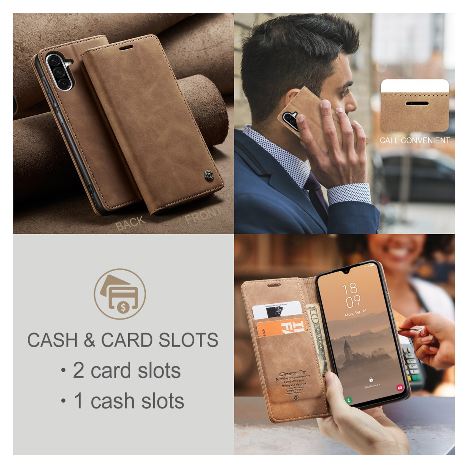 CaseMe 013 Samsung Galaxy A17 Hoesje Book Case met Standaard Bruin afbeelding 8