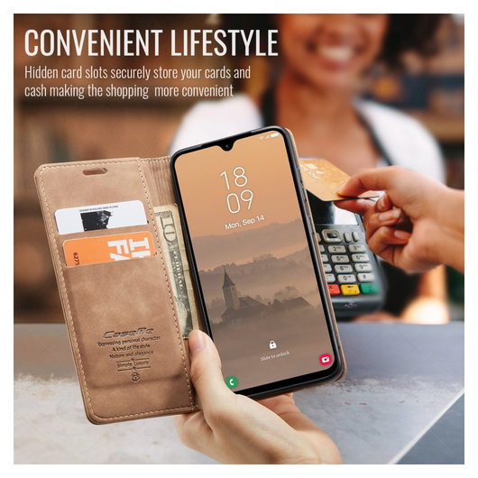 CaseMe 013 Samsung Galaxy A17 Hoesje Book Case met Standaard Bruin afbeelding 2