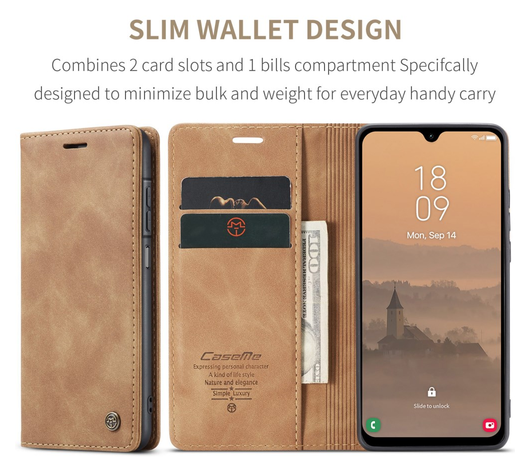 CaseMe 013 Samsung Galaxy A17 Hoesje Book Case met Standaard Bruin afbeelding 3
