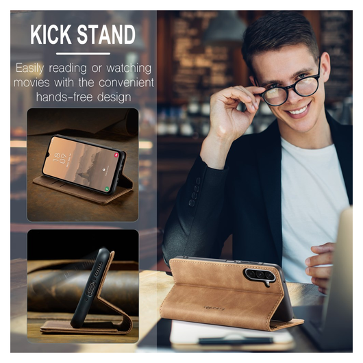 CaseMe 013 Samsung Galaxy A17 Hoesje Book Case met Standaard Bruin afbeelding 6