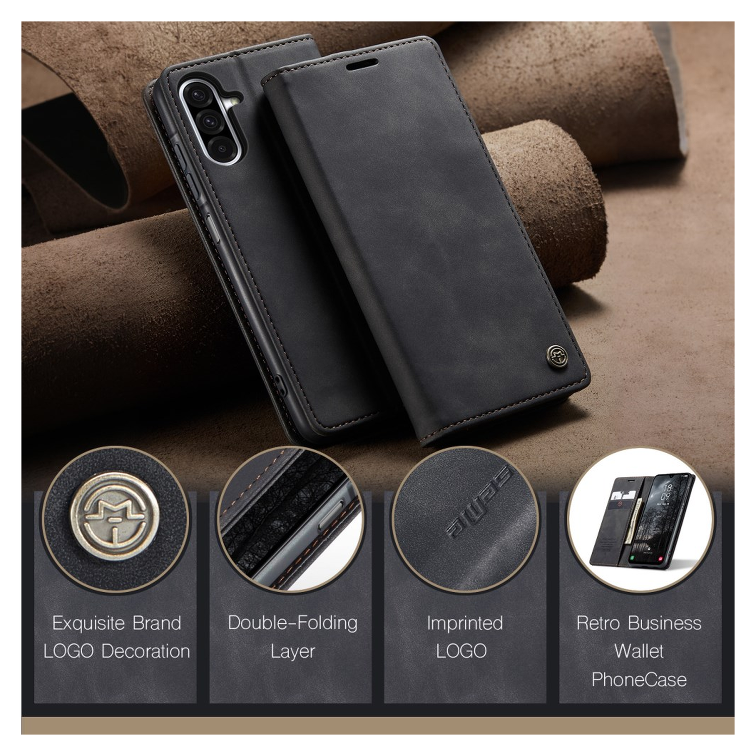 CaseMe 013 Samsung Galaxy A17 Hoesje Book Case met Standaard Zwart afbeelding 10