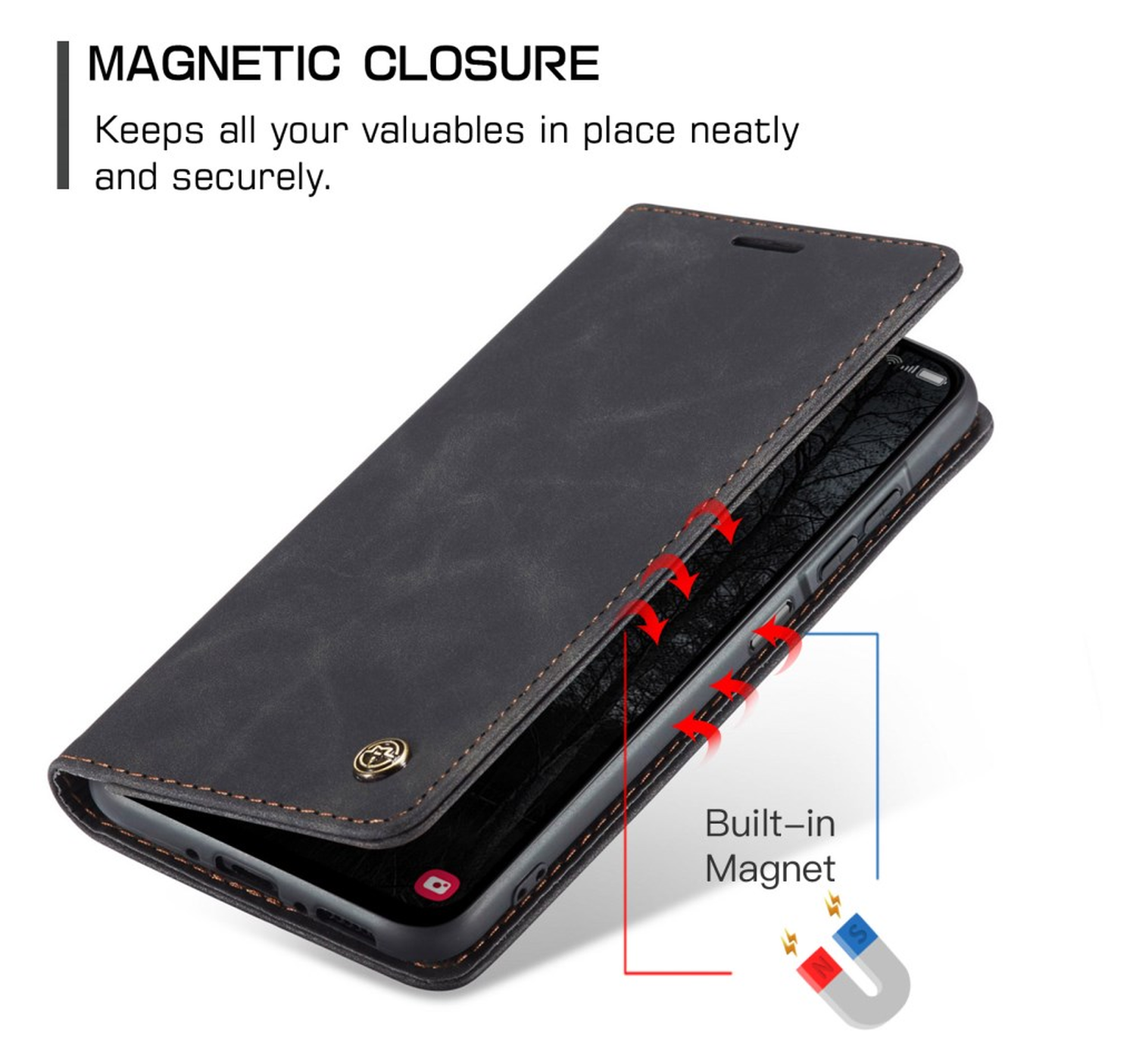 CaseMe 013 Samsung Galaxy A17 Hoesje Book Case met Standaard Zwart afbeelding 4