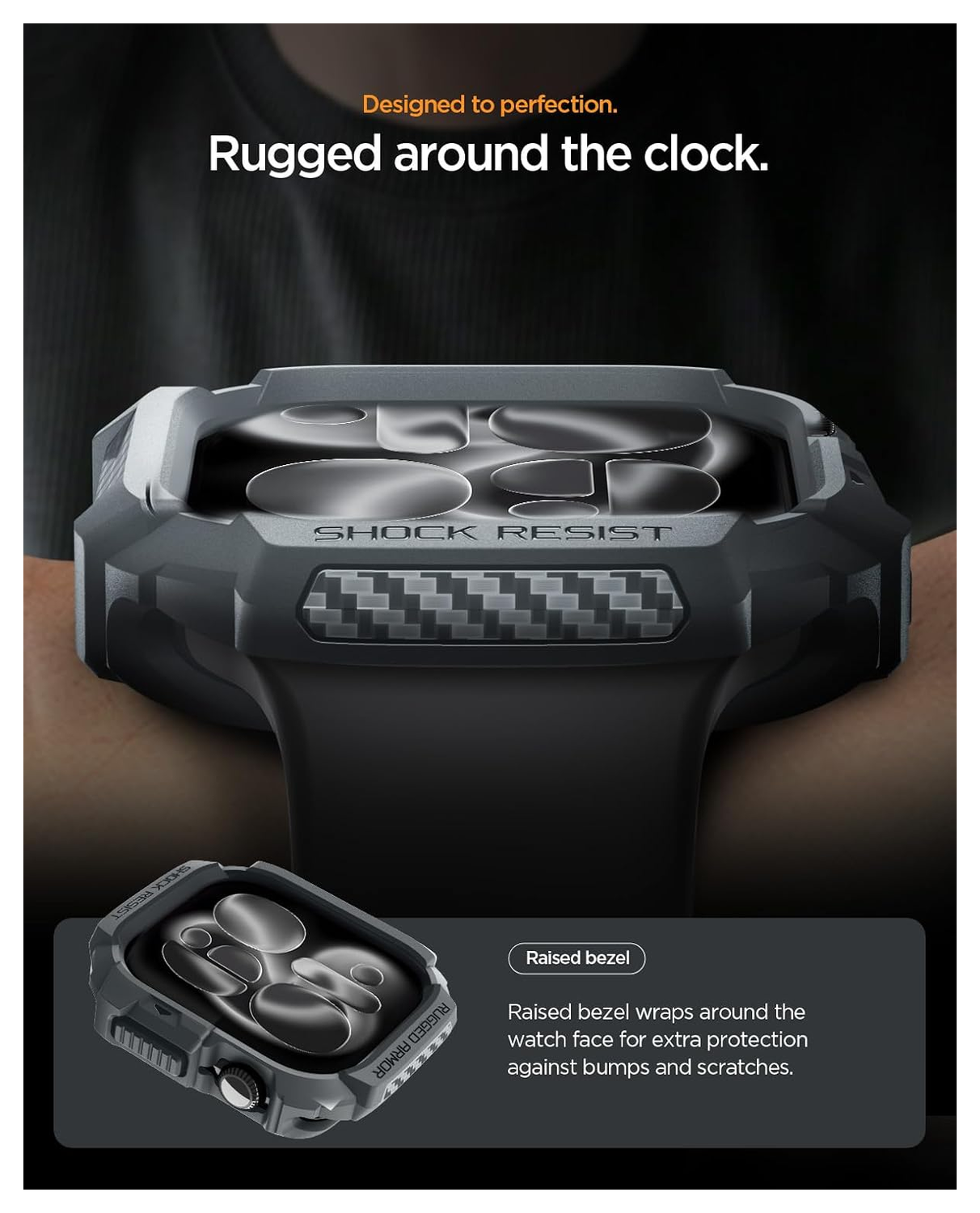 Spigen Rugged Armor 2  - Apple Watch 11/10 46MM Hoesje Bumper Case - Grijs afbeelding 4