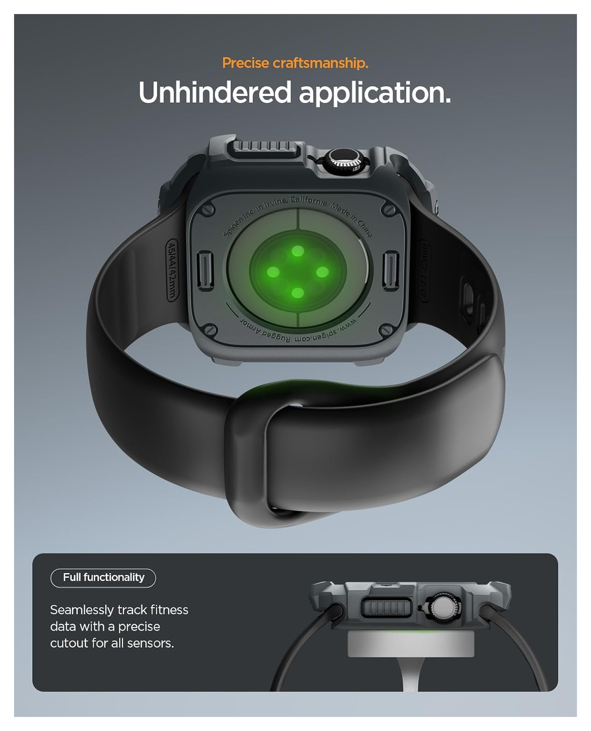 Spigen Rugged Armor 2  - Apple Watch 11/10 46MM Hoesje Bumper Case - Grijs afbeelding 5