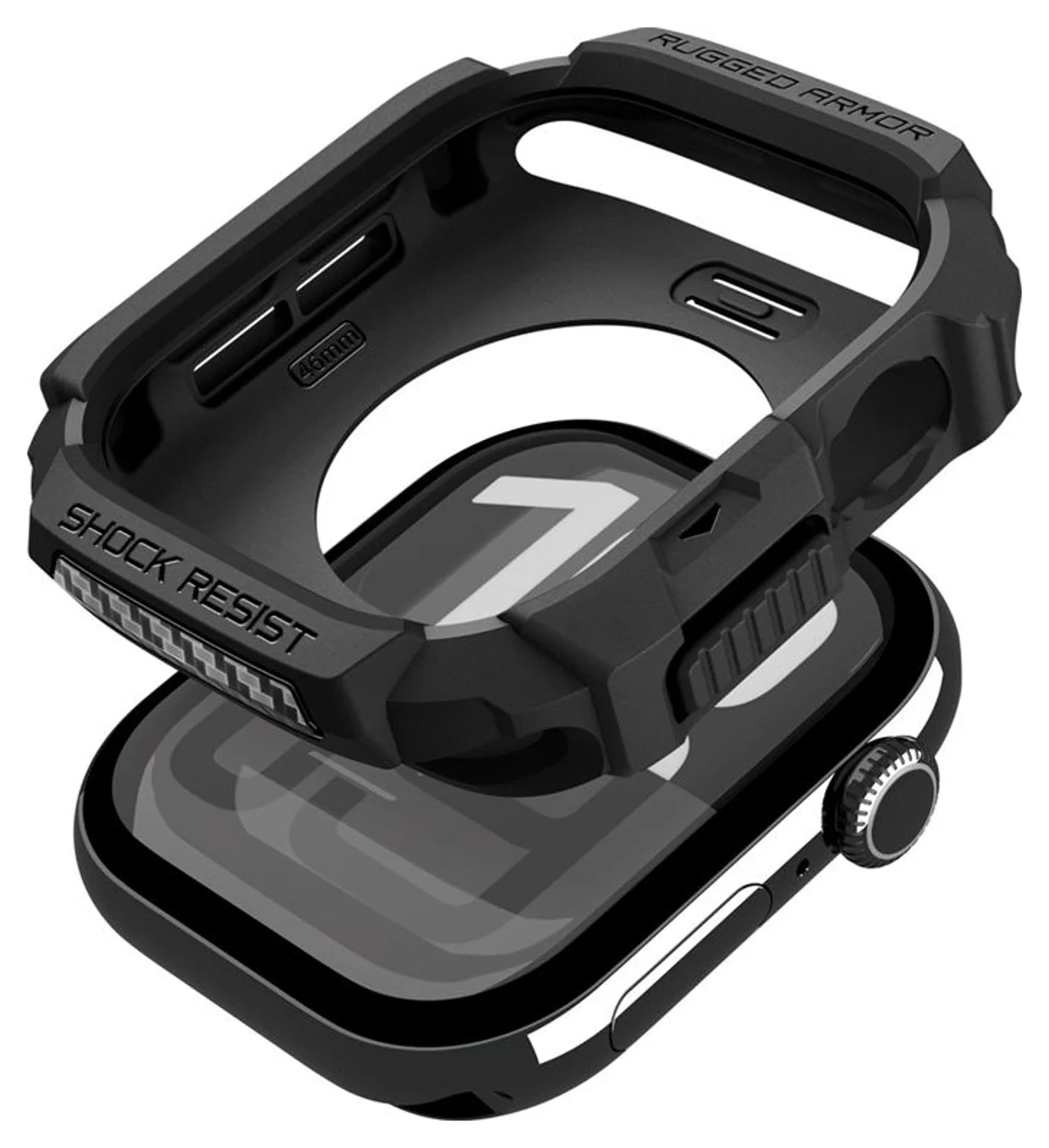 Spigen Rugged Armor 2  - Apple Watch 11/10 46MM Hoesje Bumper Case - Matte Zwart afbeelding 12