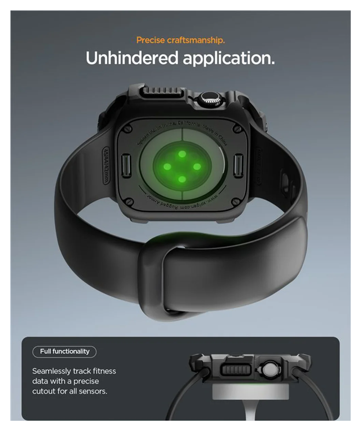 Spigen Rugged Armor 2  - Apple Watch 11/10 46MM Hoesje Bumper Case - Matte Zwart afbeelding 2