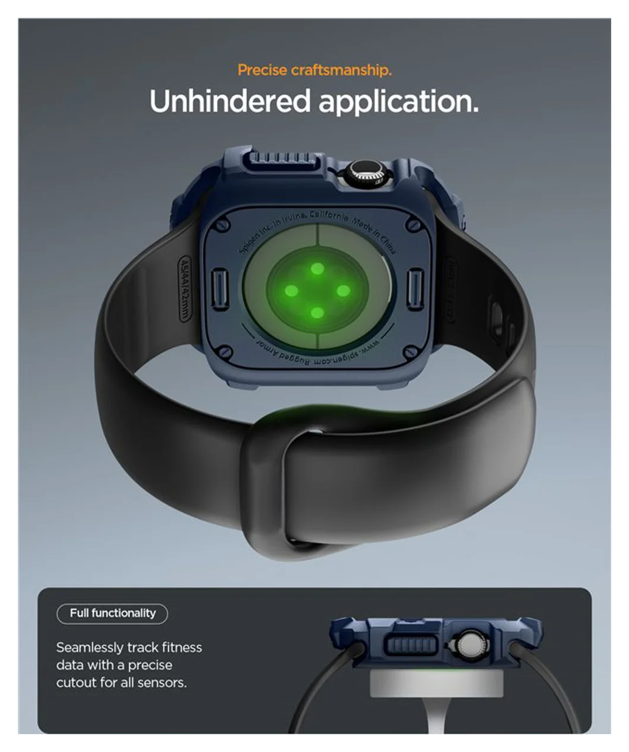 Spigen Rugged Armor 2  - Apple Watch 11/10 42MM Hoesje Bumper Case - Blauw afbeelding 5