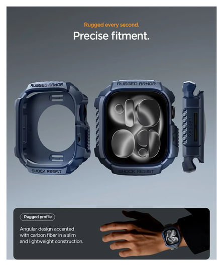 Spigen Rugged Armor 2  - Apple Watch 11/10 42MM Hoesje Bumper Case - Blauw afbeelding 3